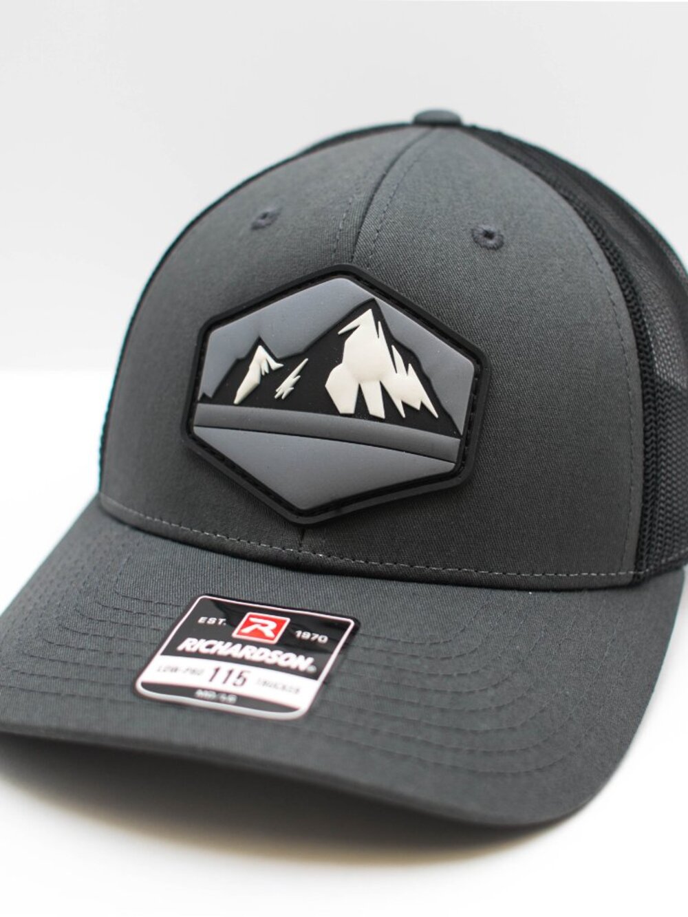 HGP Richardson 115 Mesh Back Snapback Hat Gray & Black Mountain PVC Patch